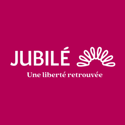 logo jubilé avec le slogan disant "une liberté retrouvée"